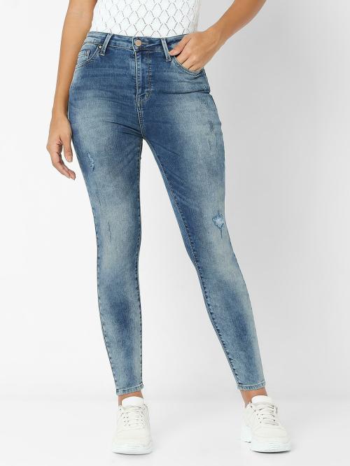 Spykar Women Mid Blue Cotton Super Skinny Ankle Length Jeans (Alexa)