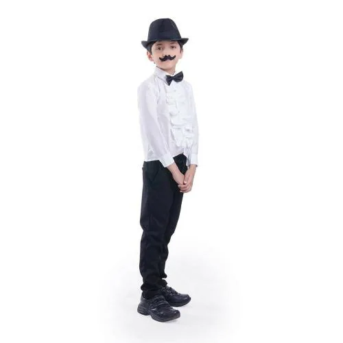 Fancydresswale Kids White, Black Bhagat Singh Fancydress Costume (4 Yrs)