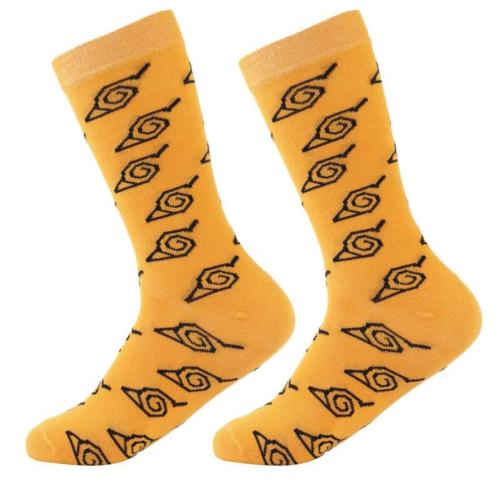 MOZEY Yellow and Black Self Design Cotton Naruto Edition Funky Socks