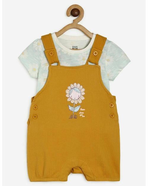 MINI KLUB Baby Girls Multi Cotton Dungaree Set