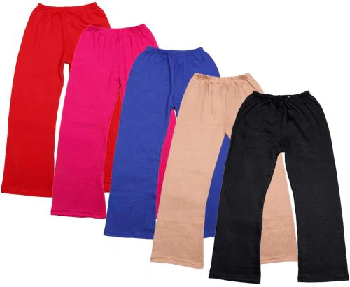 IndiWeaves Girls Warm Wool Solid Palazzos Pants for Winters (Pack of 5) Multicolor