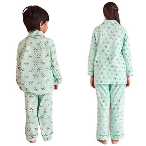 Giggle Buns Women And Kids Green Country Cow Print Cotton Set Of 2 T-Shirt And Pyjama Set Combo Of Mother (Ws-K7-8Year)