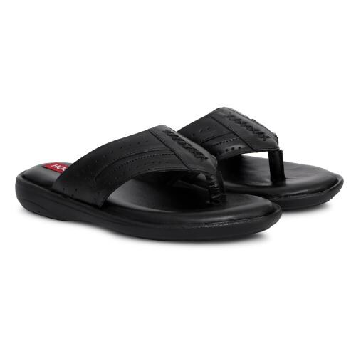 TITA FOOTWEAR Trendy Style Black Slippers For Men (Black)