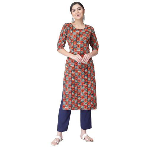 Ethnicbasket Women's Printed Crepe Straight Kurta And Pant Set | kurta with pant | kurta set for women | Crepe kurta | kurti for women | Kurta Set | kurt with pant set