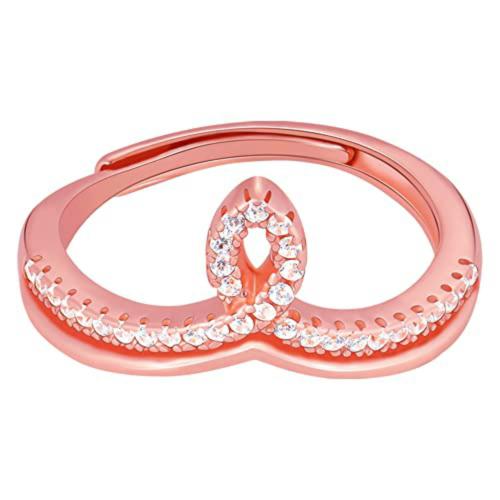Giva Sterling Silver One Size Rose Gold Zircon Flame Ring