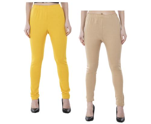 IndiWeaves Women Warm Wool Solid Leggings for Winter (Pack of 2) Multicolor