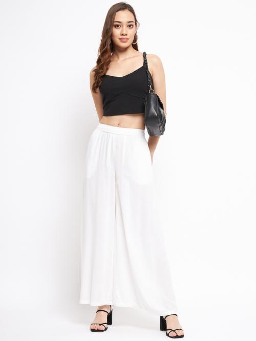 BRINNS White Women Flared Palazzo