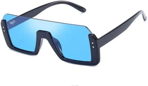 PIRASO UV Protection Rectangular Half Frame Blue Sunglasses (Men and Women) - Free size