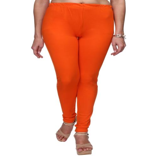 TRASA Women's Cotton Slim Fit Churidar Leggings - Orange - 6XL