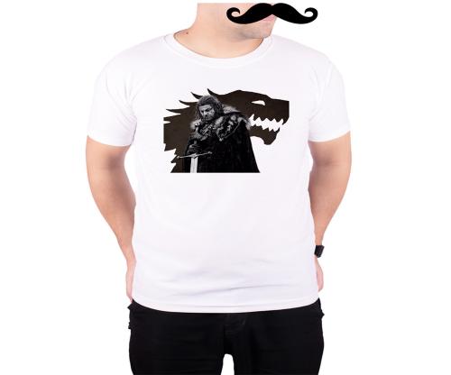 Mooch Wale Game Of Thrnes Eddard Stark Wolf Art White Quick-Dri T-shirt For Men - White, XL