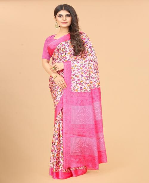 Beautiful All Over Printed Soft Silk Patola Saree (Pink) (Blouse : Pink)