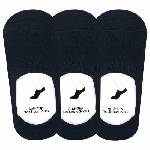 Buy F Y V Men Cotton No Show Socks with Anti Slip Silicon System l Pack of 3 l Blue l Black l