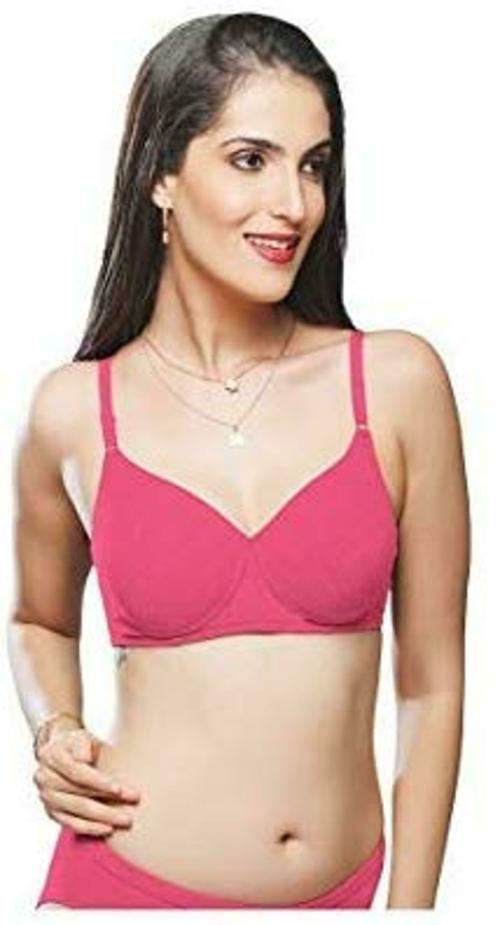 Lovable Women Girls Cotton Seamless Non-Wired Padded 3/4th Coverage Everyday Bra (PEAL RED_Size-34B)