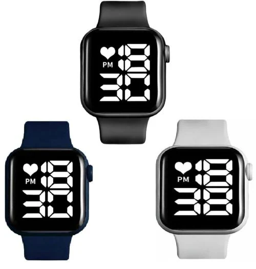 hala - i5 led - Combo of 3 Black, Blue, Grey - Collection Stylish LED Digital Watch - For Boys & Girls