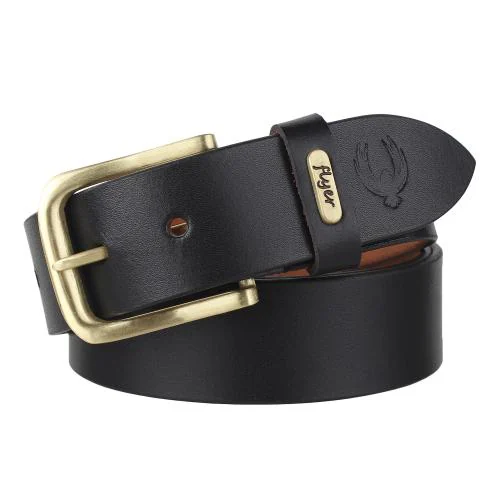 Flyer Genuine Leather Belt for Men with Buckle Closure - Waist Size -28 Formal and Casual Black Classic Belts for Men (BL908)