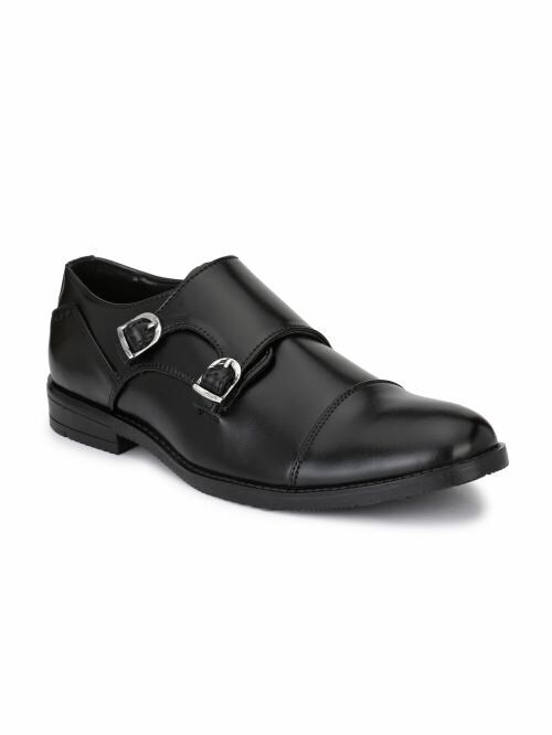 Buy Hirel's Men's Black Double Monk Formal Shoes Online at Best Prices