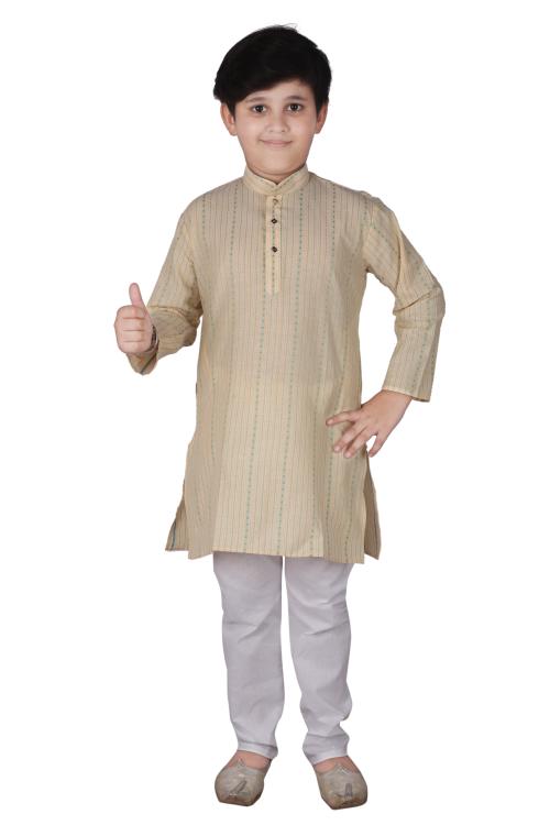 Pro-Ethic Style Developer Kid's Cotton Beige Kurta Pajama Set For Boys