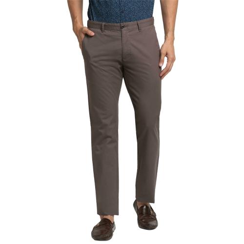 Buy Parx Men Brown Solid Cotton Blend Flat-Front Pants Online at Best ...