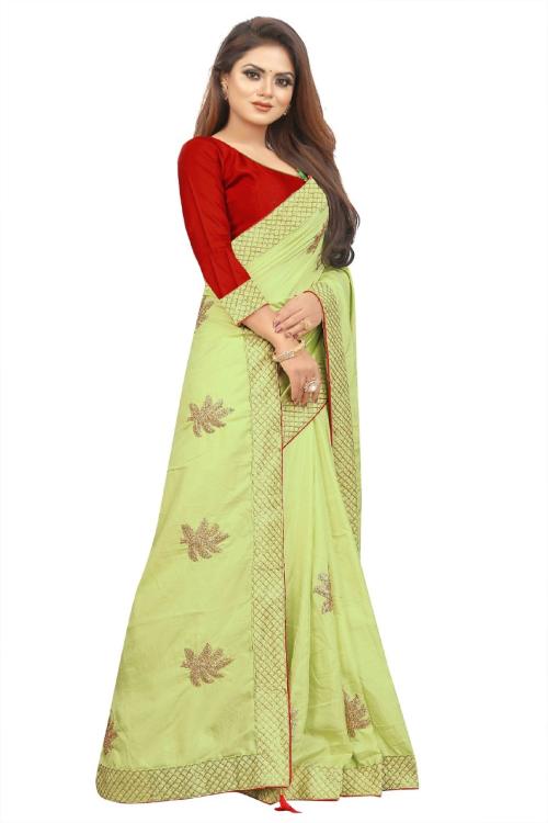 Krina Enterprises SV JIYA LIGHT GREEN Letest Fancy Silk Saree For Women