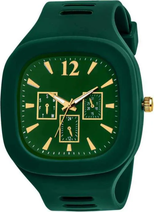 Zuperia Square Green Dial Analog Silicon Strap Addi Stylish Designer Analog Watch For Boys - Pack of 1