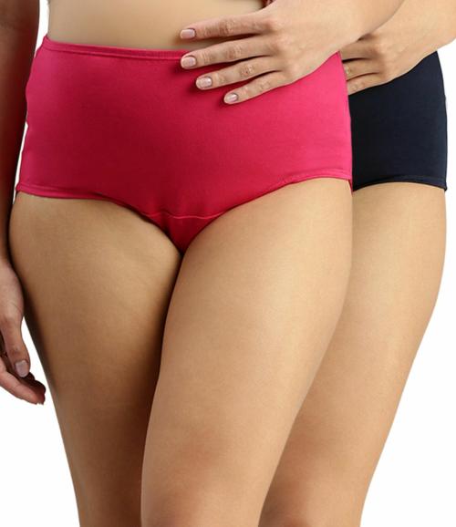 Morph Maternity | Women Maternity Panties | With High Waist For Women | Over The Belly Fit | Full Back Coverage | Pregnancy & Post Delivery | Plus Size | Pack Of 2 | Dark Pink & Navy Blue | 5XL