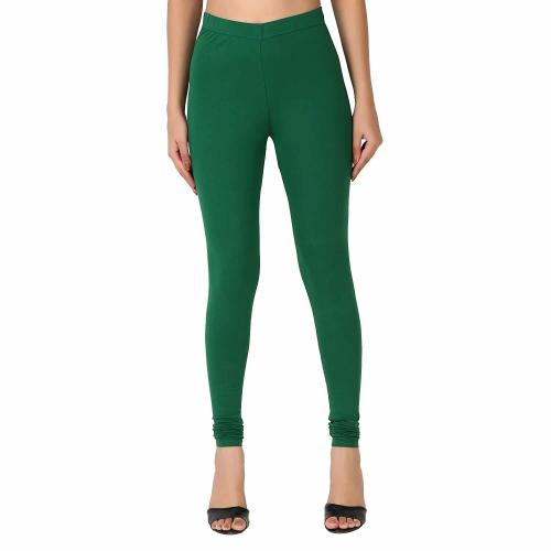 Co Colors Women Bottle Green Cotton Churidar Leggings