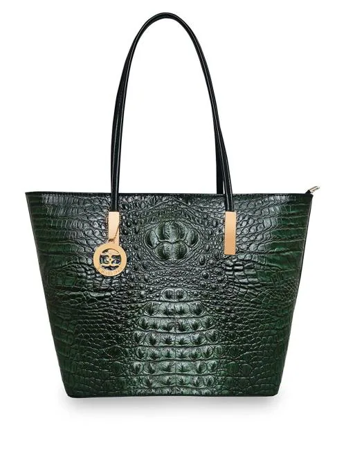 ESBEDA Green Color Crocodile Pattern Printed Handbag For Women (V00100005-49)