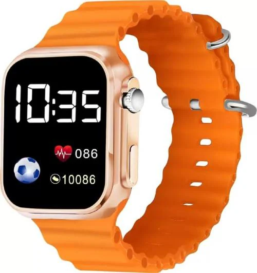 RTK New Square Orange Led Watch For Boys,Girls