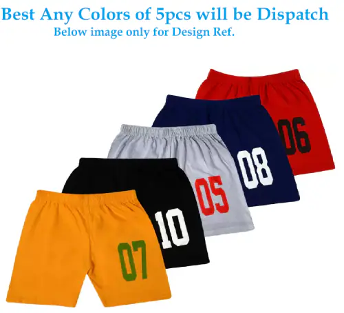 KAFF Unisex Kids Toddler Casual Shorts- Pack of 5pcs-7-8Years