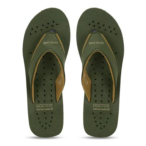 DOCTOR EXTRA SOFT Women's Olive House Slipper for Women's Ortho Care Dr Orthopaedic Super Comfort Fit Flat Cushion Chappal Flip Flop for Ladies and Girls OR D-18