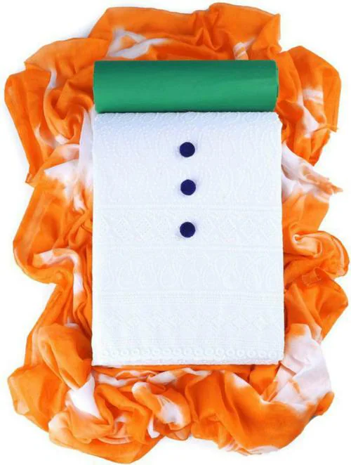 Sun Fashion And Lifestyle Women White, Green Self Design Cotton Blend Unstitched Salwar Suit Material