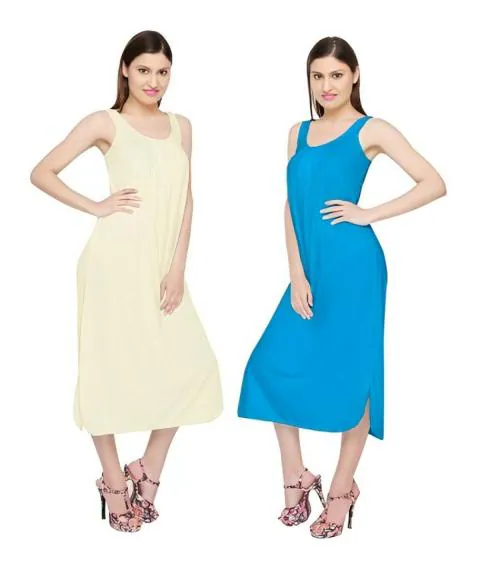 Fash N Wish Womens Hosiery Cotton Full Length Camisole, Nighty Slip, Kurti Slip (Pack of 2 Pc)