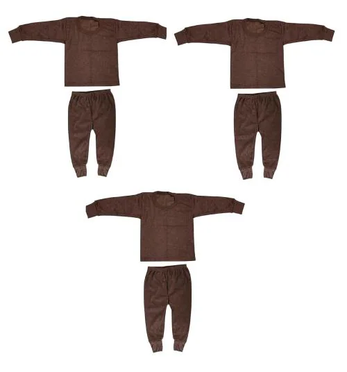 REDGLO Comforts Baby's winterwear Thermal Fleece Inner Suit, Body Warmer, Thermal Set for Boys & Girls, Top & Bottom Set-Brown