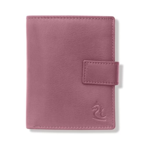 Kara Men's Button lock Leather Vertical Bifold Wallet with Multiple Cards Slots & Coin Pocket