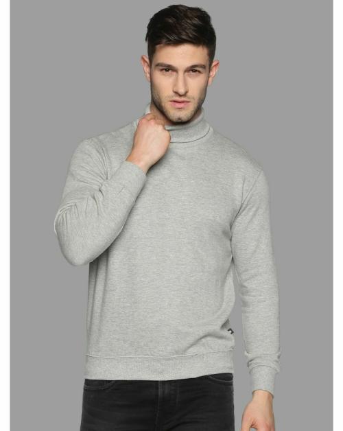 Bee Brezo Men Grey Solid Pure Cotton Sweatshirt - L