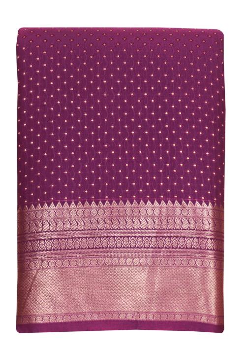 SARAVANABAVA SILKS Women's Kanchipuram Silk Saree Fancy Dot Butta Work ( Jamun Fruit)