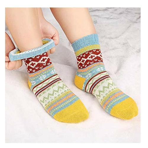 Cubern Women's 3 Pairs Vintage Style Winter Knitting Warm Wool Crew Socks