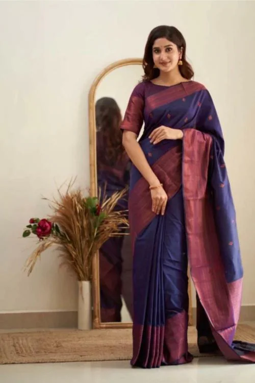 TRINITIFAB Saree | Women Saree | Women Ethnic Wear Saree | Traditional saree | Silk saree | Cotton saree | Party wear saree | Wedding saree | Designer saree | Party wear saree | Wedding saree | Printed saree | Plain saree-(Blue)