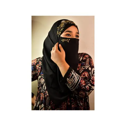 WRAP MY HIJAB Luxury Bridal Hijab Scarf With Handwork Naqab