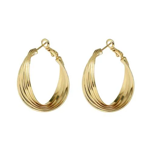 Yellow Chimes Gold Plated Twisted Layered Hoop Earrings (Women and Girls)
