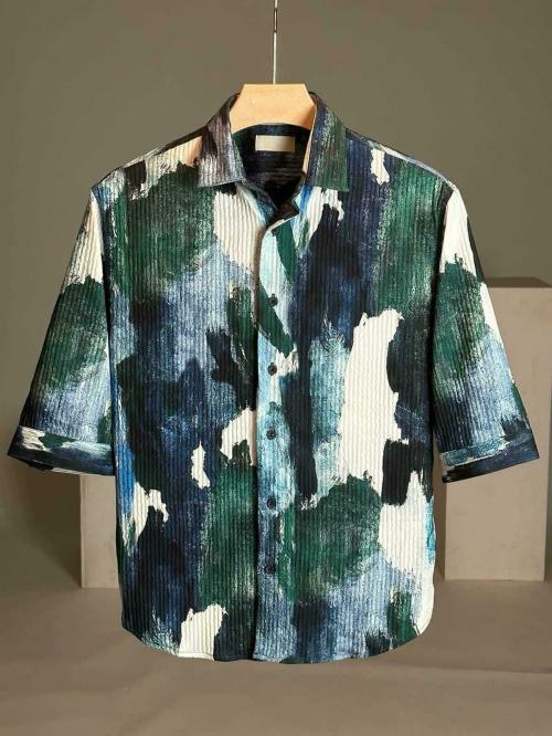 Classy Vouge Men Regular Fit Printed Casual Shirt Green M