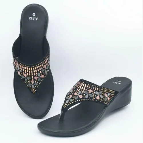 HardForce Black Wedges For Women || Heels For Women || Sandals for Women||
