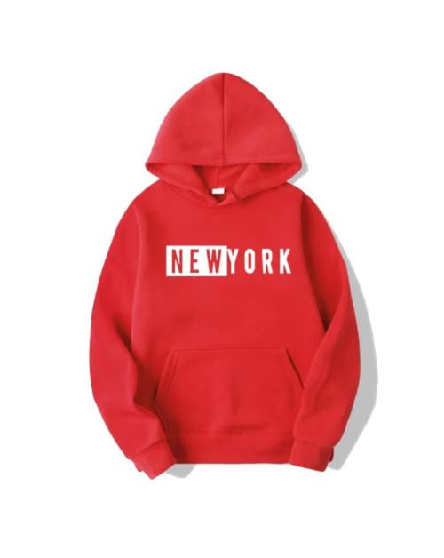 BLUE MOTH Latest Stylish Unisex New York Design Printed Hooded Hoodie|Pullover Sweatshirts for Men & Women|Size:-XL|Colour:-Red