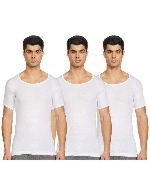 Rupa Jon White Solid Cotton Pack of 3 Vest (Size 80 CM)