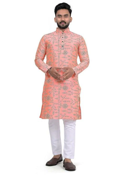 ROZLAND Soft parbon Silk for Men Kurta| Men's Traditional and Simple Kurta | Pack of 1