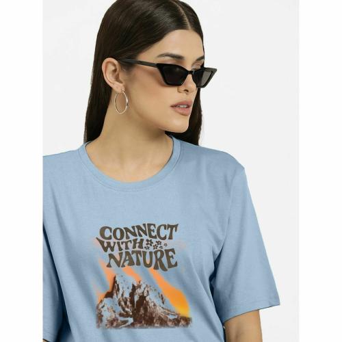Rad Prix Women Sky Blue Tee With A Slogan