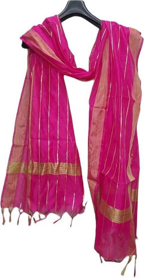 Khadija's Cotton Silk Self Design Women Dupatta -Peach