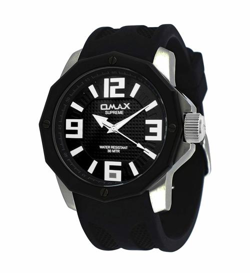 OMAX Analog Black Watch Black Dial With Black Strap for Men - SS351
