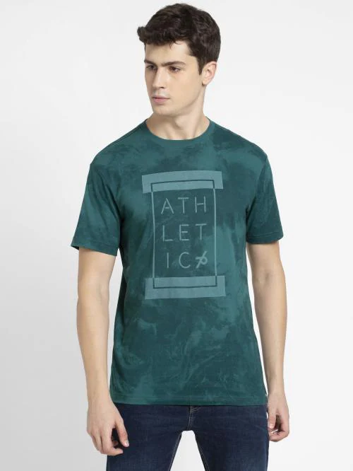 Jockey 2714 Men's Dark Green Graphic Cotton Blend Round Neck T-shirt