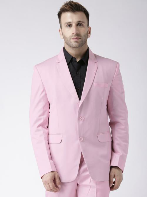 2 Men's Blazer Polyester Viscose Regular Solid PinkBlazer